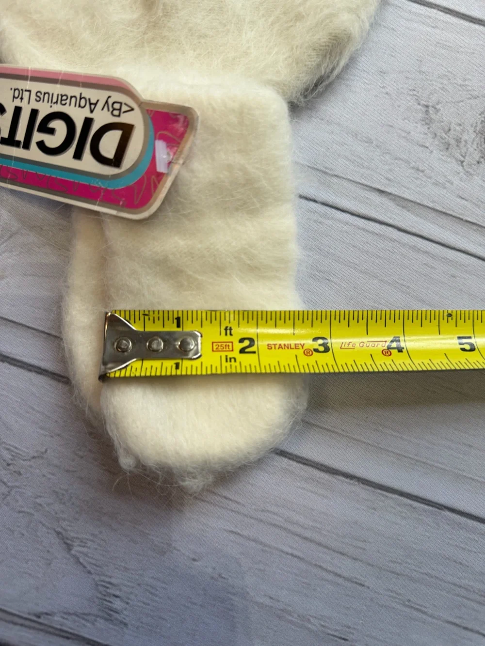 Vintage deadstock angora blend ivory cream infant cuffed hat & thumbless mittens